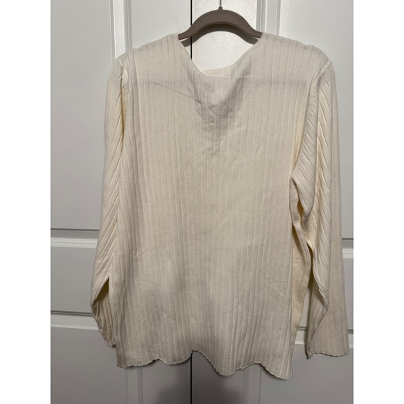 Cato Established Women's Cream Ribbed V Neck Sweater Top Plus Size 26/28 Knit - Picture 7 of 10